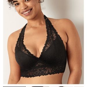 PINK Lace Halter Push-Up Bralette